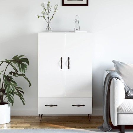 Aparador alto madera de ingeniería blanco brillo 69,5x31x115 cm de vidaXL, Aparadores - Ref: Foro24-828230, Precio: 75,85 €