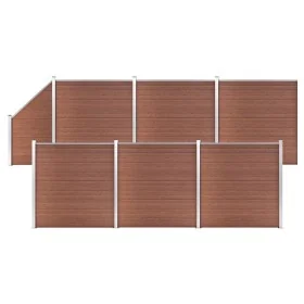 Fence set 6 square + 1 oblique WPC brown 1138x186 cm by vidaXL, fence panels - Ref: Foro24-3053220, Price: 2,00 €, Discount: %