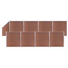 Zaunset 8 quadratisch + 1 schräg WPC braun 1484x186 cm von vidaXL, Zaunpaneele - Ref: Foro24-3053222, Preis: 3,00 €, Rabatt: %