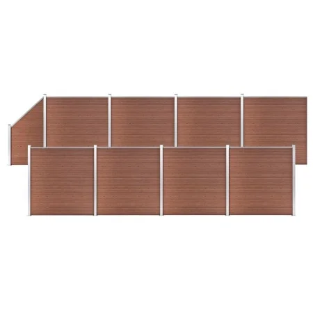 Fence set 8 square + 1 oblique WPC brown 1484x186 cm by vidaXL, fence panels - Ref: Foro24-3053222, Price: 3,00 €, Discount: %