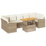 Set de sofás de jardín y cojines 8 piezas ratán sintético beige