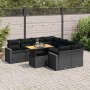 Set de sofás de jardín con cojines 9 pzas ratán sintético negro