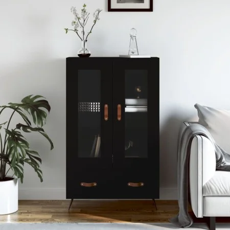 Tall black engineered wood sideboard 69.5x31x115 cm by vidaXL, Sideboards - Ref: Foro24-828269, Price: 106,03 €, Discount: %