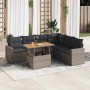 Set de sofás de jardín 7 pzas con cojines ratán sintético gris