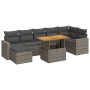 Set de sofás de jardín y cojines 8 piezas ratán sintético gris