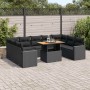 Set de sofás de jardín y cojines 10 pzas ratán sintético negro