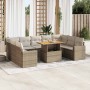 Juego de sofás jardín con cojines beige 10 pzas ratán sintético
