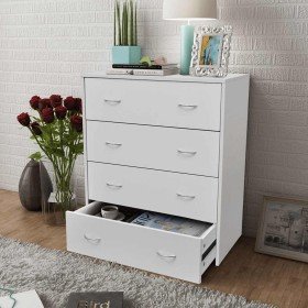 Aparador con 4 cajones blanco 60x30,5x71 cm Aparador con 4 cajones blanco 60x30,5x71 cm