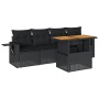 Set de muebles de jardín 5 pzas y cojines ratán sintético negro