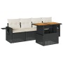 Set de muebles de jardín 5 pzas y cojines ratán sintético negro