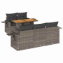 Set de muebles de jardín 6 pzas y cojines ratán sintético gris