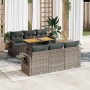 Set de sofás de jardín 7 pzas con cojines ratán sintético gris