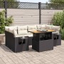 Set de sofás de jardín 7 pzas con cojines ratán sintético negro