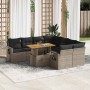 Set de sofás de jardín con cojines 9 pzas ratán sintético gris