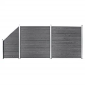 Zaunset 2 quadratisch + 1 schräg grau WPC 446x186 cm von vidaXL, Zaunpaneele - Ref: Foro24-3053234, Preis: 653,70 €, Rabatt: %