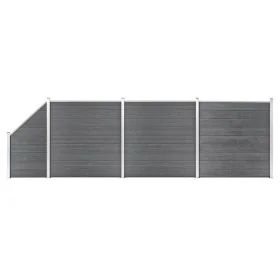 Fence set 3 square + 1 oblique WPC gray 619x186 cm by vidaXL, fence panels - Ref: Foro24-3053235, Price: 1,00 €, Discount: %