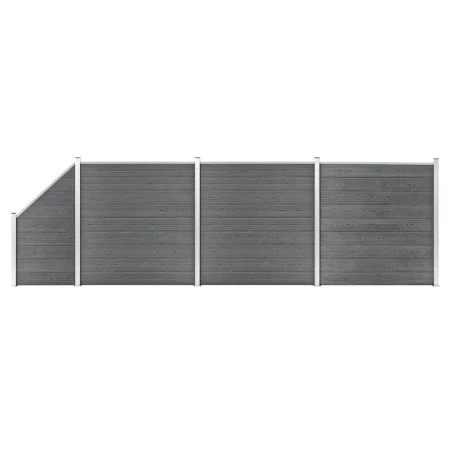 Set de valla 3 cuadradas + 1 oblicua WPC gris 619x186 cm de vidaXL, Paneles de vallas - Ref: Foro24-3053235, Precio: 807,64 €...