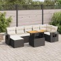 Set de sofás de jardín y cojines 8 piezas ratán sintético negro