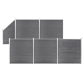 Set de valla 5 cuadradas + 1 oblicua WPC gris 965x186 cm by vidaXL, fence panels - Ref: Foro24-3053237, Price: 1,00 €, Discou...