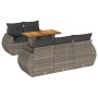 Set de muebles de jardín 6 pzas y cojines ratán sintético gris