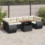 Set de sofás de jardín y cojines 8 piezas ratán sintético negro