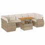 Set de sofás de jardín y cojines 8 piezas ratán sintético beige