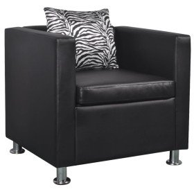 Sillón Cube de piel sintética negra Sillón Cube de piel sintética negra