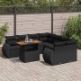 Set de sofás de jardín con cojines 9 pzas ratán sintético negro