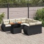 Set de sofás de jardín con cojines 9 pzas ratán sintético negro