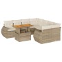 Set de sofás de jardín con cojines 9 pzas ratán sintético beige