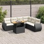 Set de sofás de jardín 7 pzas con cojines ratán sintético negro