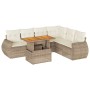 Set sofás de jardín 7 piezas y cojines ratán sintético beige