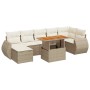 Set de sofás de jardín y cojines 8 piezas ratán sintético beige