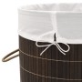 Cesto de la ropa de bambú redondo marrón oscuro
