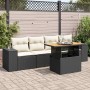 Set de muebles de jardín 5 pzas y cojines ratán sintético negro