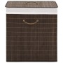 Cesto de la ropa de bambú rectangular marrón oscuro