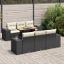 Set de sofás de jardín 7 pzas con cojines ratán sintético negro