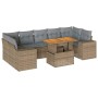 Set de sofás de jardín y cojines 8 piezas ratán sintético beige