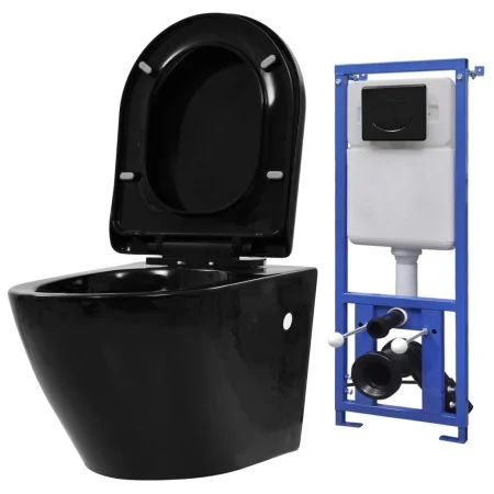 Wand-WC mit verstecktem Spülkasten aus schwarzer Keramik von vidaXL, Badezimmer - Ref: Foro24-3054478, Preis: 347,61 €, Rabat...