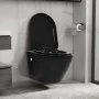 Wand-WC mit verstecktem Spülkasten aus schwarzer Keramik von vidaXL, Badezimmer - Ref: Foro24-3054478, Preis: 347,61 €, Rabat...