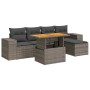 Set de muebles de jardín 6 pzas y cojines ratán sintético gris