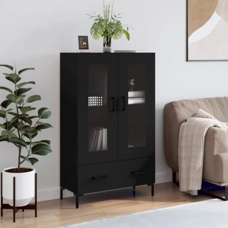 Tall black engineered wood sideboard 69.5x31x115 cm by vidaXL, Sideboards - Ref: Foro24-828301, Price: 90,97 €, Discount: %
