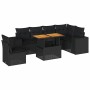 Set de sofás de jardín 7 pzas con cojines ratán sintético negro