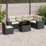Set de sofás de jardín 7 pzas con cojines ratán sintético negro