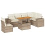 Set sofás de jardín 7 piezas y cojines ratán sintético beige