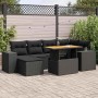 Set de sofás de jardín 7 pzas con cojines ratán sintético negro
