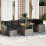 Set de sofás de jardín y cojines 8 piezas ratán sintético gris