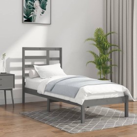 Estructura de cama individual madera maciza gris 9