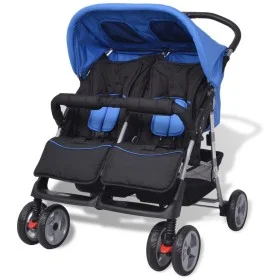 Blue and black steel twin stroller by vidaXL, Baby strollers - Ref: Foro24-10109, Price: 210,76 €, Discount: %