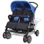 Blue and black steel twin stroller by vidaXL, Baby strollers - Ref: Foro24-10109, Price: 211,08 €, Discount: %